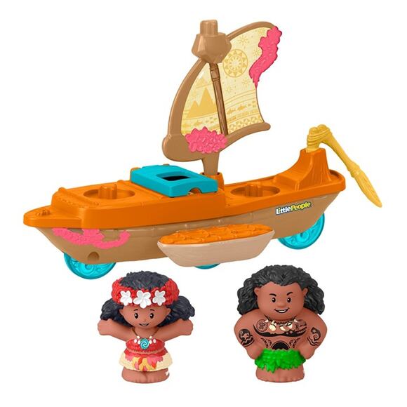 Disney Princess Moana Toys, Moana & Maui's Canoe, Fisher-Price Little People - Picture 2 of 7